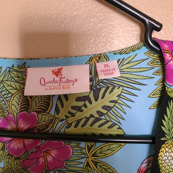 Quaker Factory by Jeanne Bice Colorful Floral Kimono Swim Cover Up Flamingo XL - Picture 4 of 6